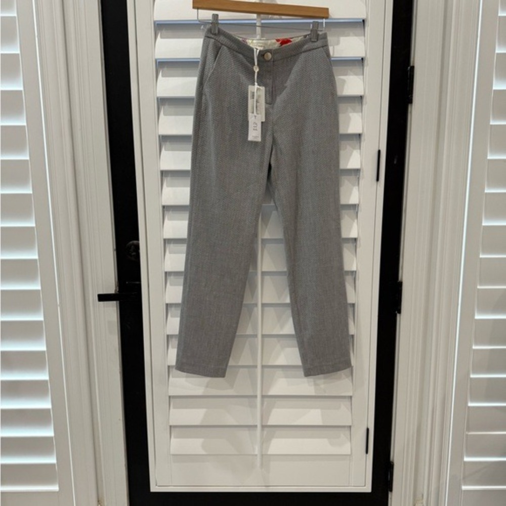 Ted Baker London Grey Textured Woven Trousers Straight Leg Dress Pants NWT